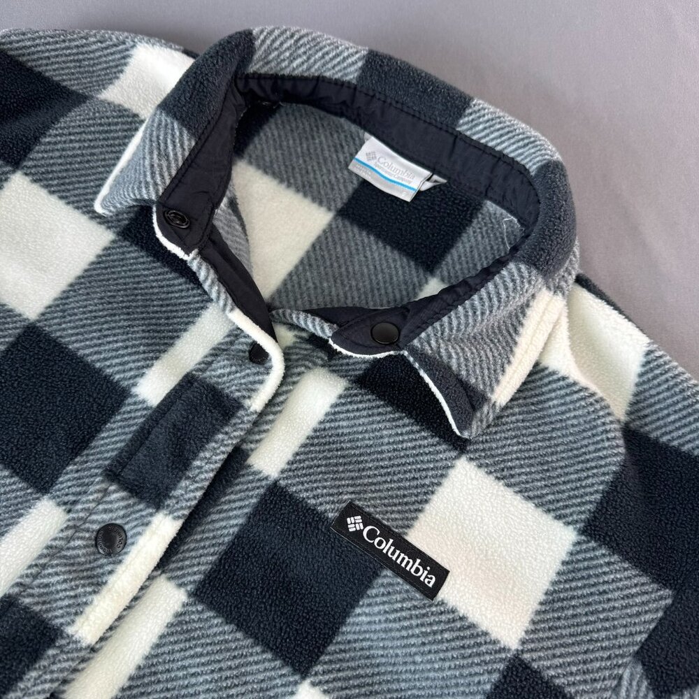 Columbia Women's S Benton Springs Shirt Jacket Check Print Black/White Cozy Fall